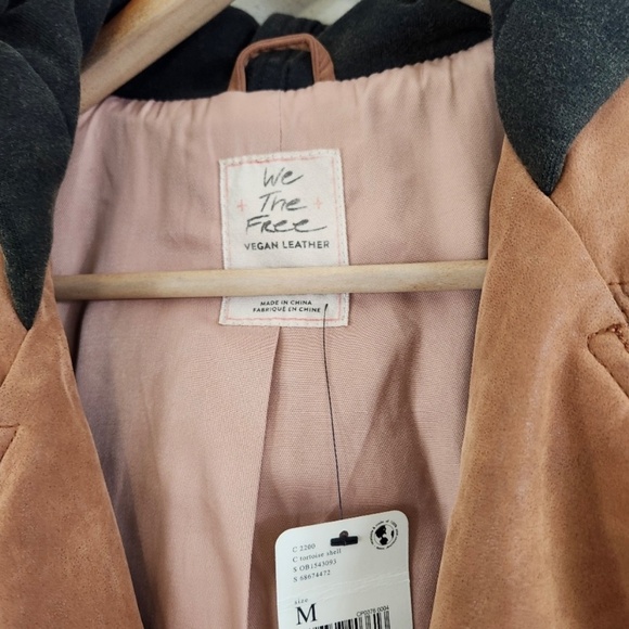 We The Free by Free People Harriett Tan Leather Jacket with Hood, Size M, NWT - Picture 7 of 7